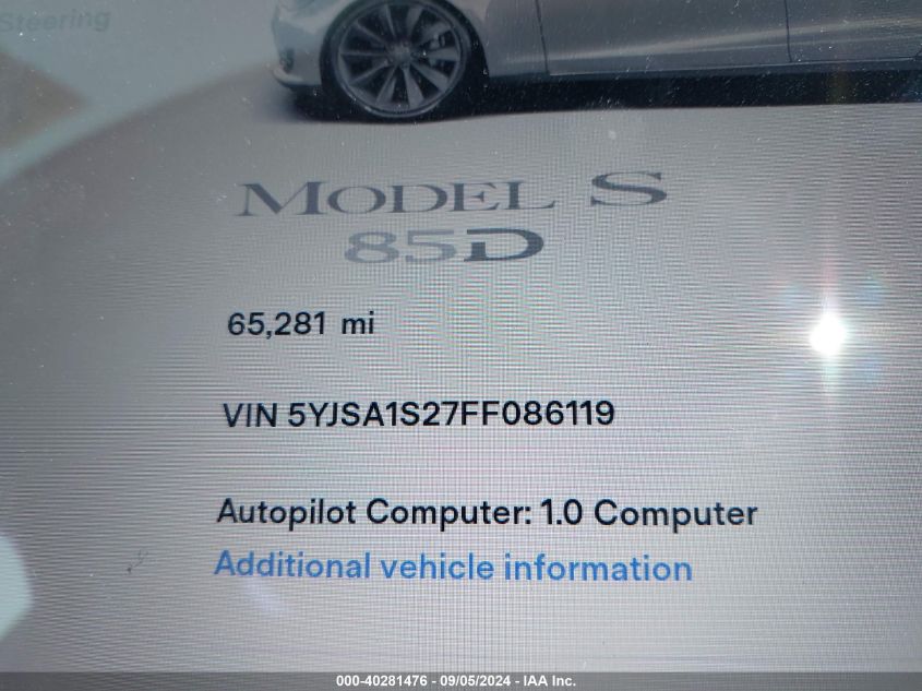 5YJSA1S27FF086119 2015 Tesla Model S 70D/85D/P85D