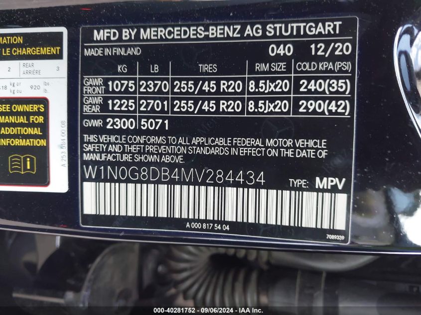 W1N0G8DB4MV284434 2021 Mercedes-Benz Glc 300 Suv