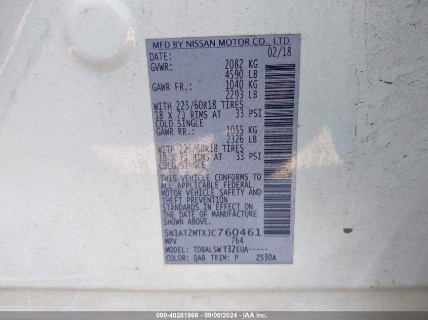 2018 NISSAN ROGUE SL - 5N1AT2MTXJC760461