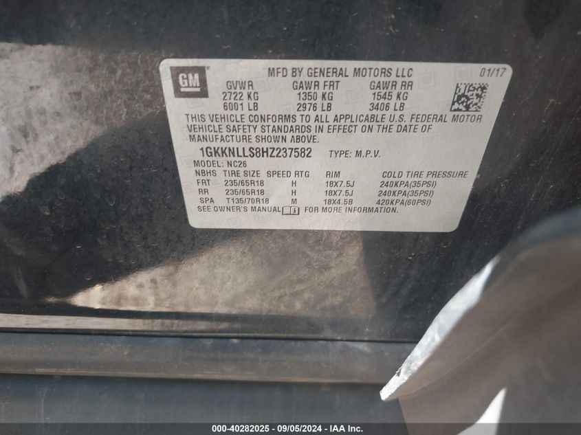 1GKKNLLS8HZ237582 2017 GMC Acadia Sle-2