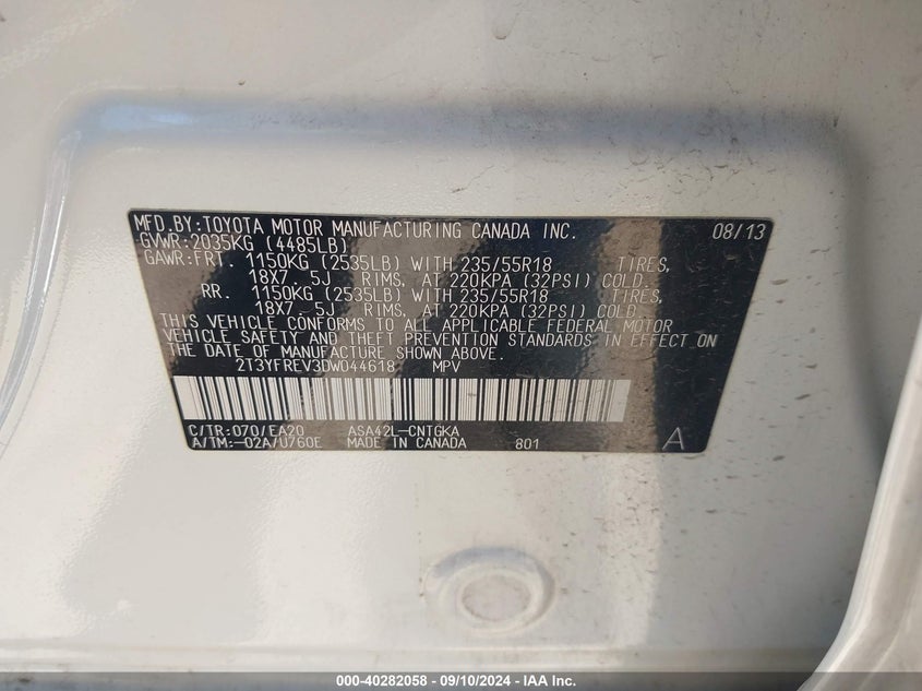 2013 TOYOTA RAV4 LIMITED - 2T3YFREV3DW044618