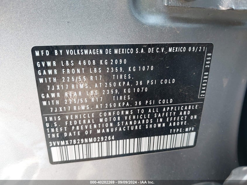 2022 VOLKSWAGEN TAOS 1.5T S - 3VVMX7B29NM029264