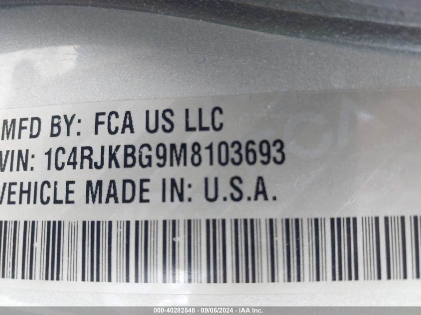 VIN 1C4RJKBG9M8103693 2021 JEEP GRAND CHEROKEE L LIMITED 4X4