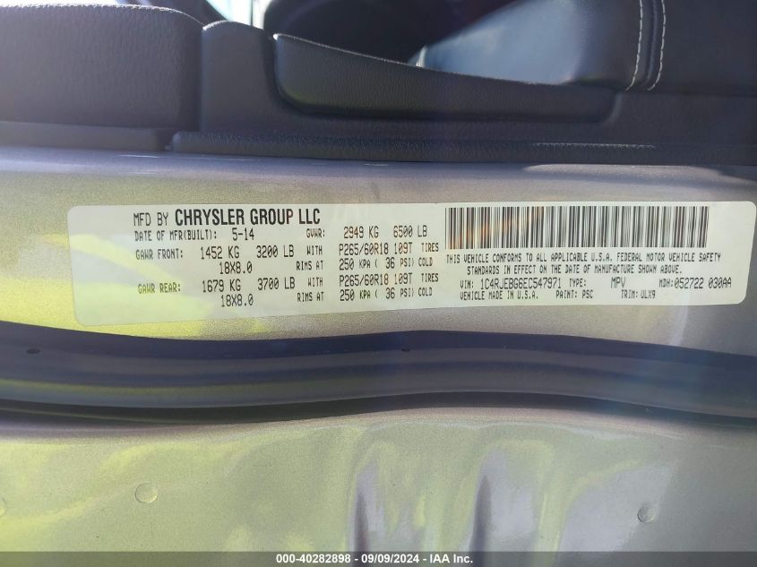 2014 JEEP GRAND CHEROKEE LIMITED - 1C4RJEBG6EC547971