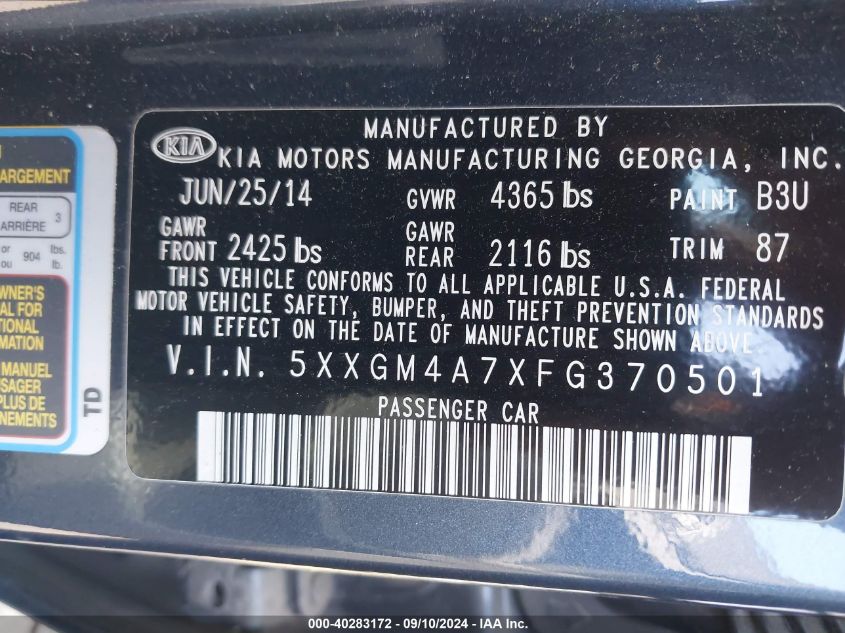 2015 KIA OPTIMA LX - 5XXGM4A7XFG370501