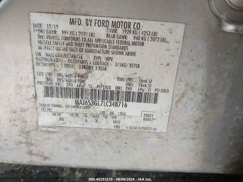 MAJ6S3GL7LC348716 2020 Ford Ecosport Se