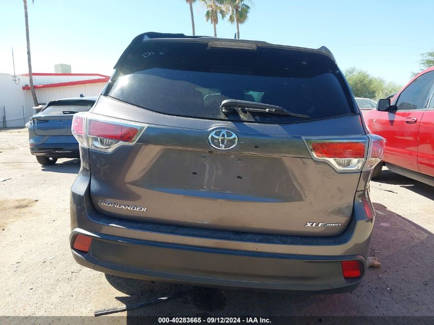 2015 Toyota Highlander Xle VIN: 5TDJKRFH5FS193445 Lot: 40283665