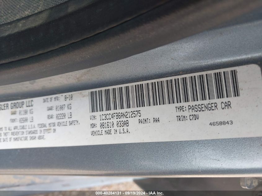 1C3CC4FB6AN212575 2010 Chrysler Sebring Touring