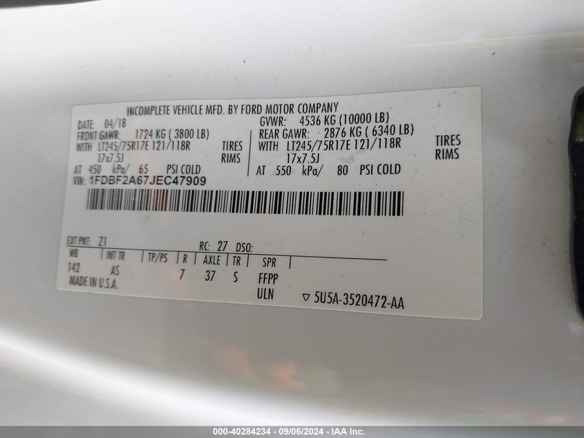 2018 FORD F-250 XL - 1FDBF2A67JEC47909