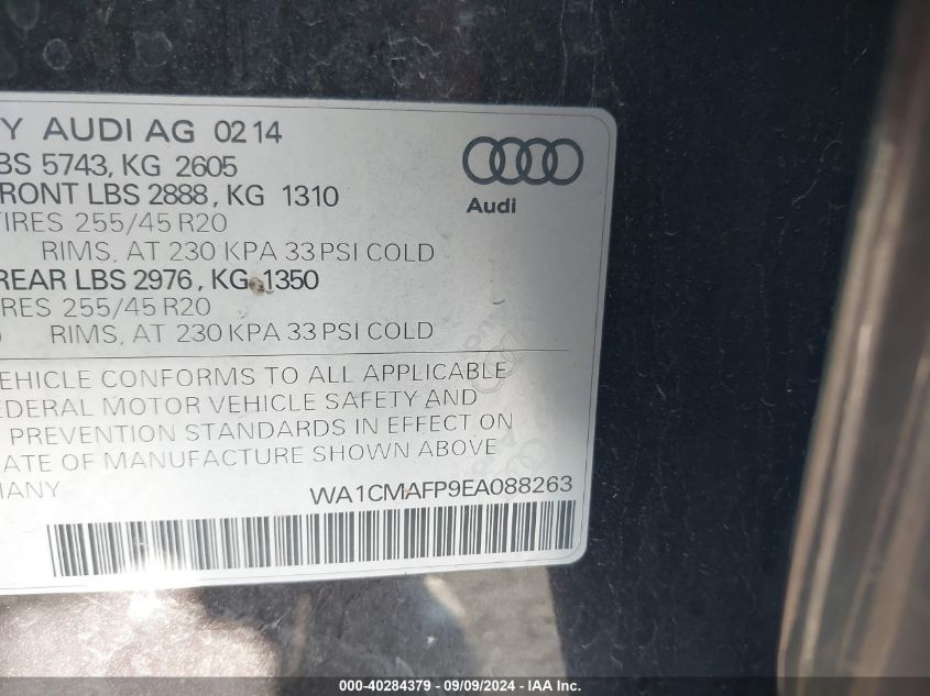 2014 Audi Q5 3.0 Tdi Premium Plus VIN: WA1CMAFP9EA088263 Lot: 40284379