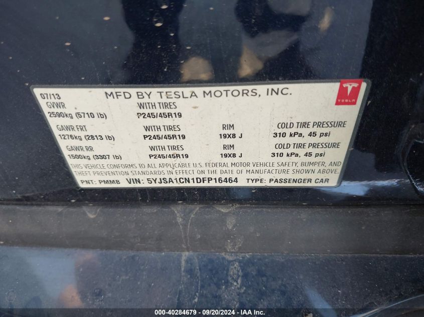 5YJSA1CN1DFP16464 2013 Tesla Model S