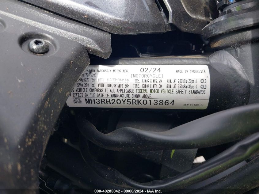 2024 Yamaha Mt-03 VIN: MH3RH20Y5RK013864 Lot: 40285042