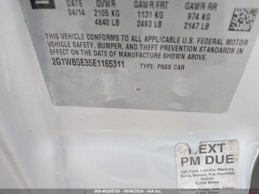 2014 CHEVROLET IMPALA LIMITED LT - 2G1WB5E35E1165311