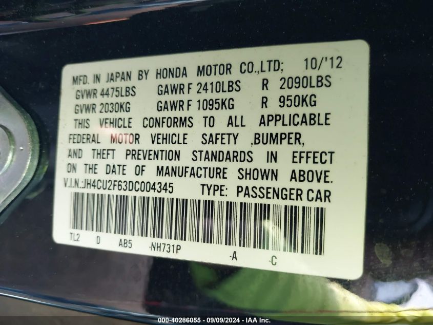 JH4CU2F63DC004345 2013 Acura Tsx 2.4