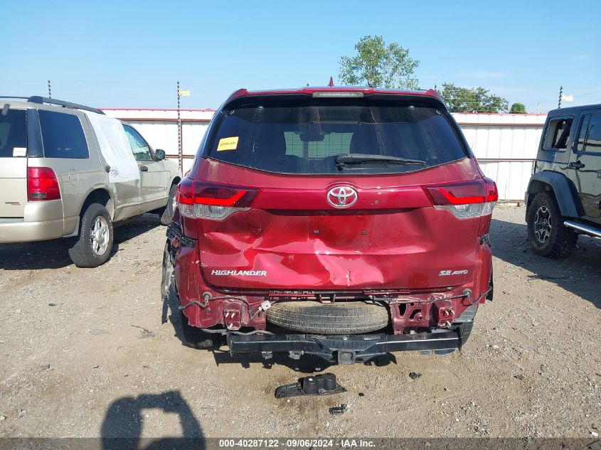 2019 Toyota Highlander Se VIN: 5TDJZRFH1KS584274 Lot: 40287122