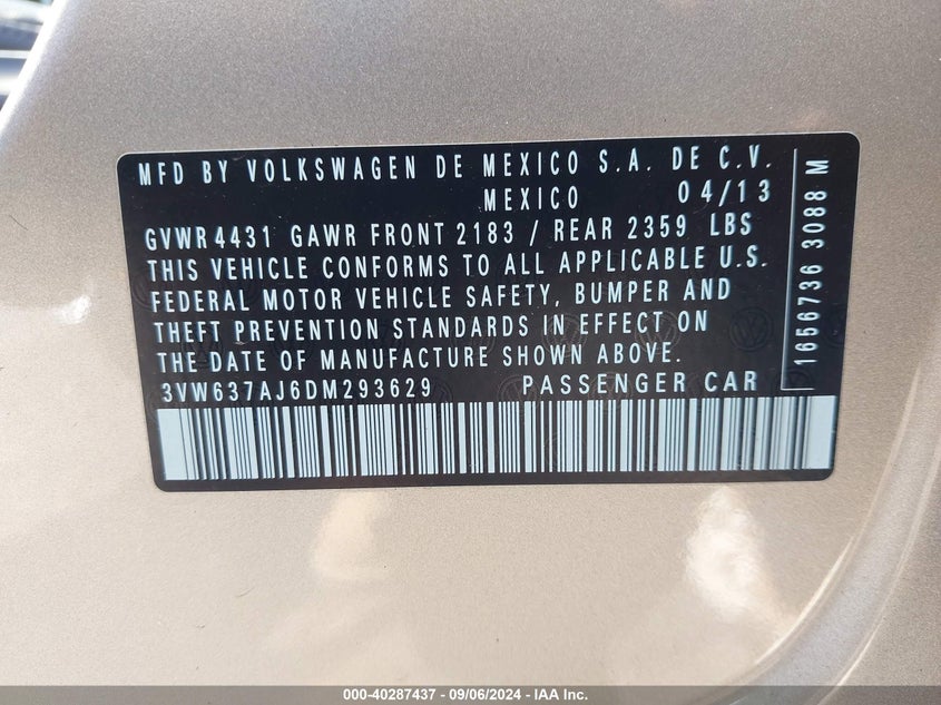 2013 VOLKSWAGEN JETTA HYBRID SE/SEL/SEL PREMIUM - 3VW637AJ6DM293629