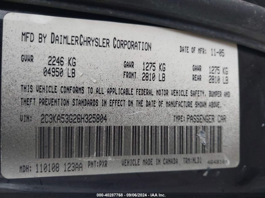 2C3KA53G26H325804 2006 Chrysler 300 Touring