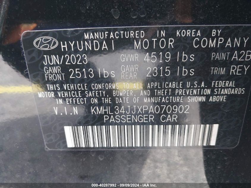 KMHL34JJXPA070902 2023 Hyundai Sonata Hybrid Sel