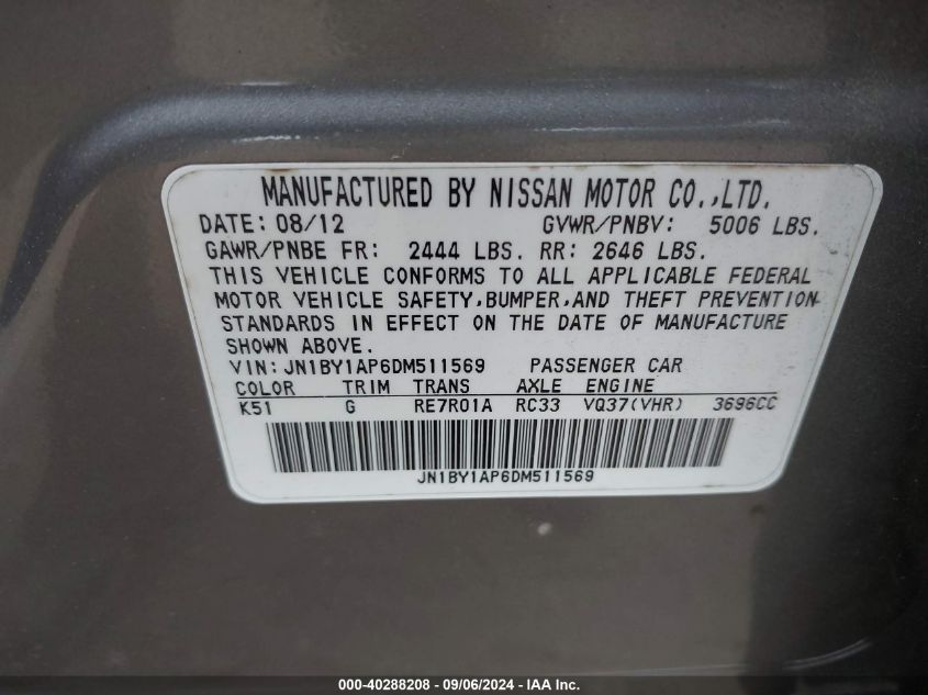 JN1BY1AP6DM511569 2013 Infiniti M37