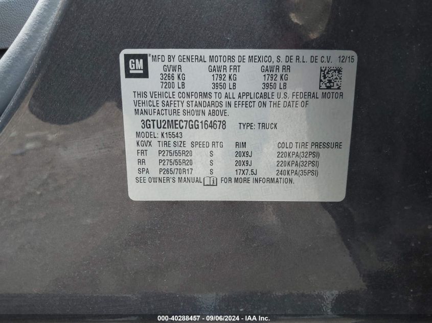 3GTU2MEC7GG164678 2016 GMC Sierra 1500 Sle