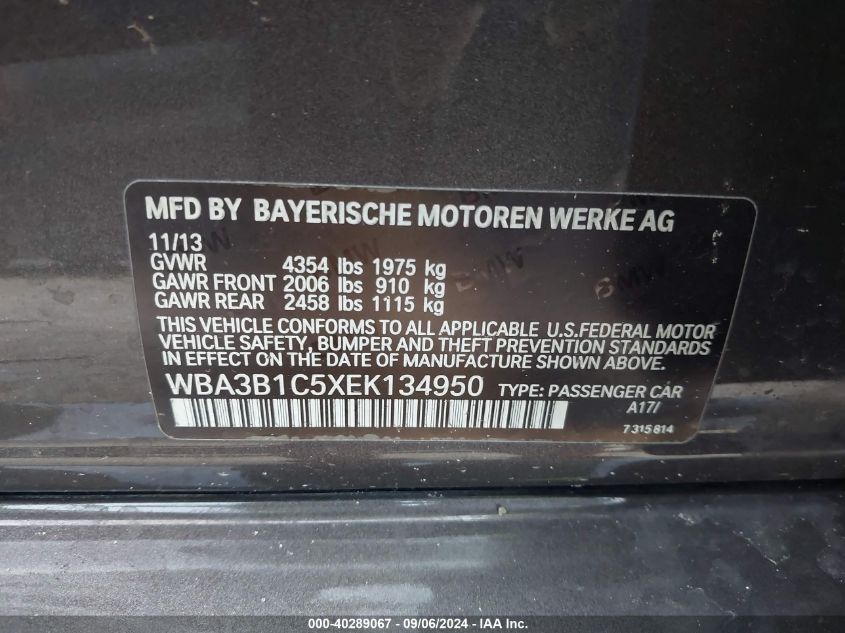 WBA3B1C5XEK134950 2014 BMW 320 I