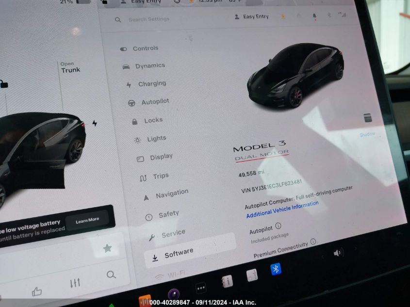 2020 Tesla Model 3 VIN: 5YJ3E1EC3LF623481 Lot: 40289847