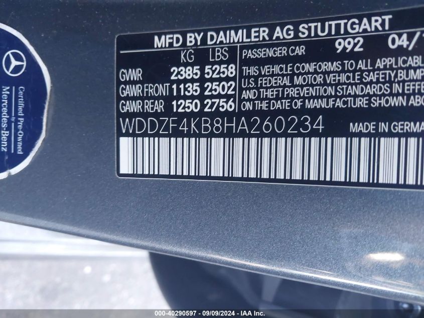 WDDZF4KB8HA260234 2017 Mercedes-Benz E 300 4Matic