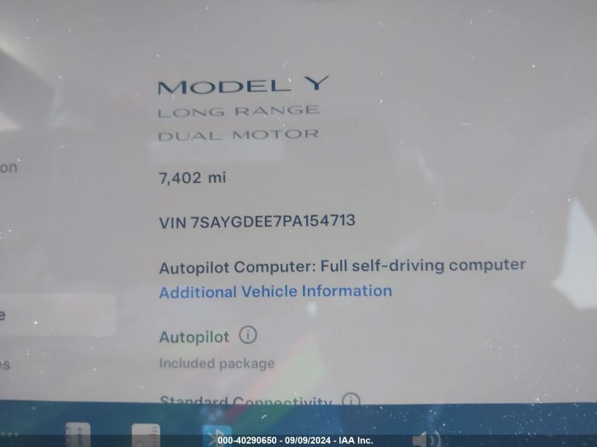 2023 Tesla Model Y Awd/Long Range Dual Motor All-Wheel Drive VIN: 7SAYGDEE7PA154713 Lot: 40290650