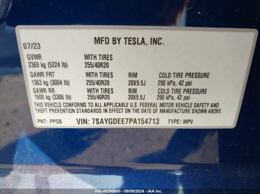 2023 TESLA MODEL Y - 7SAYGDEE7PA154713