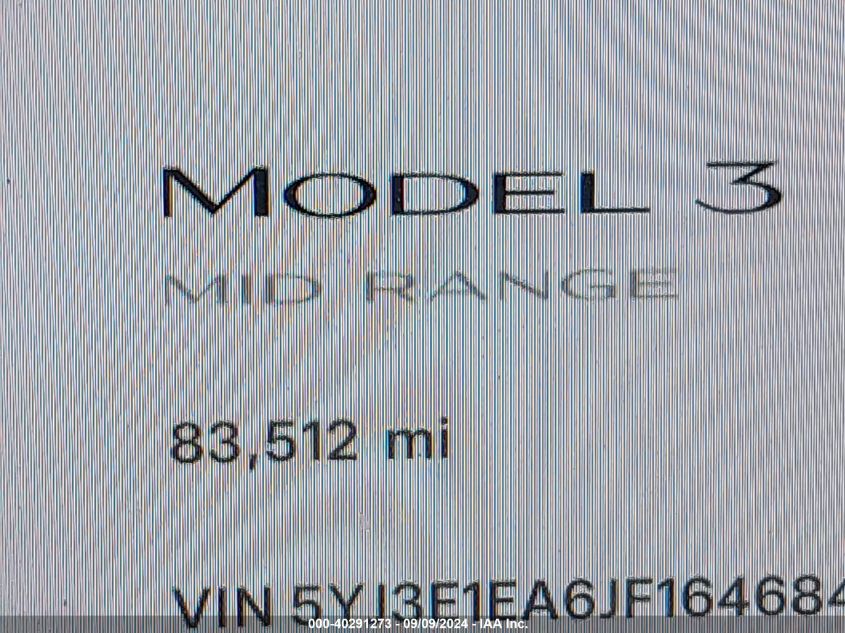 2018 Tesla Model 3 Long Range/Mid Range VIN: 5YJ3E1EA6JF164684 Lot: 40291273