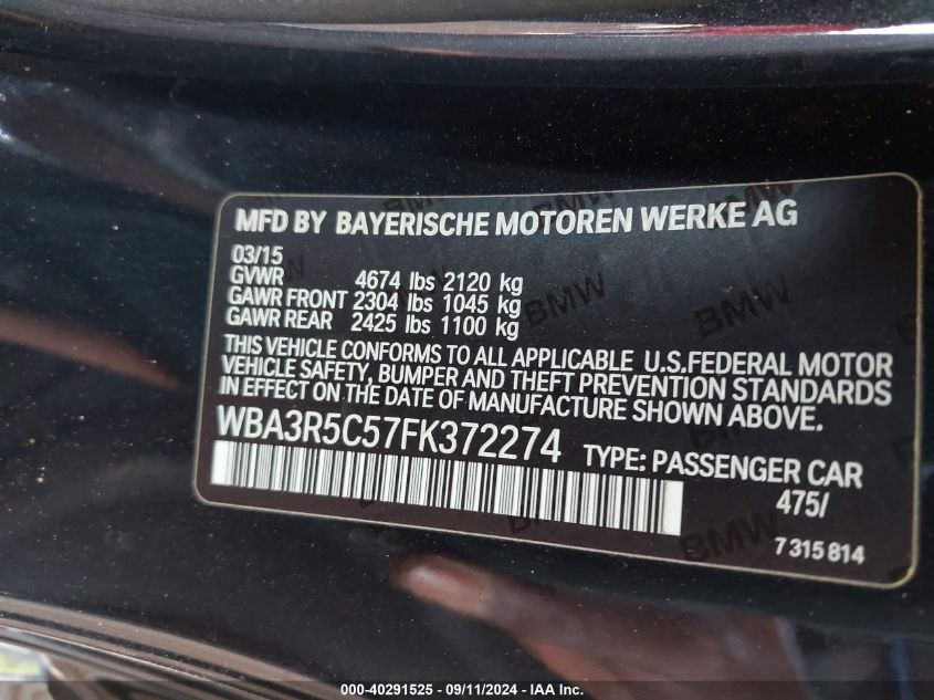 WBA3R5C57FK372274 2015 BMW 435 Xi