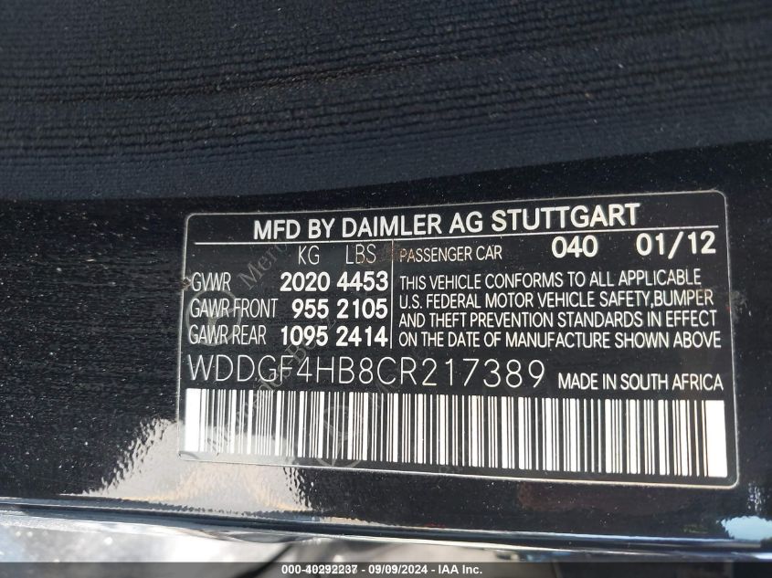 WDDGF4HB8CR217389 2012 Mercedes-Benz C 250 Luxury/Sport