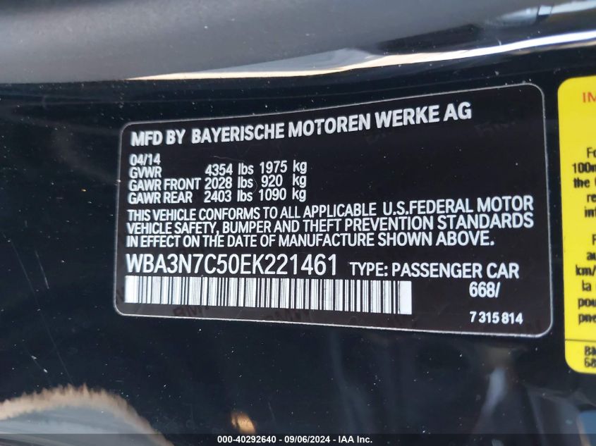 WBA3N7C50EK221461 2014 BMW 428I