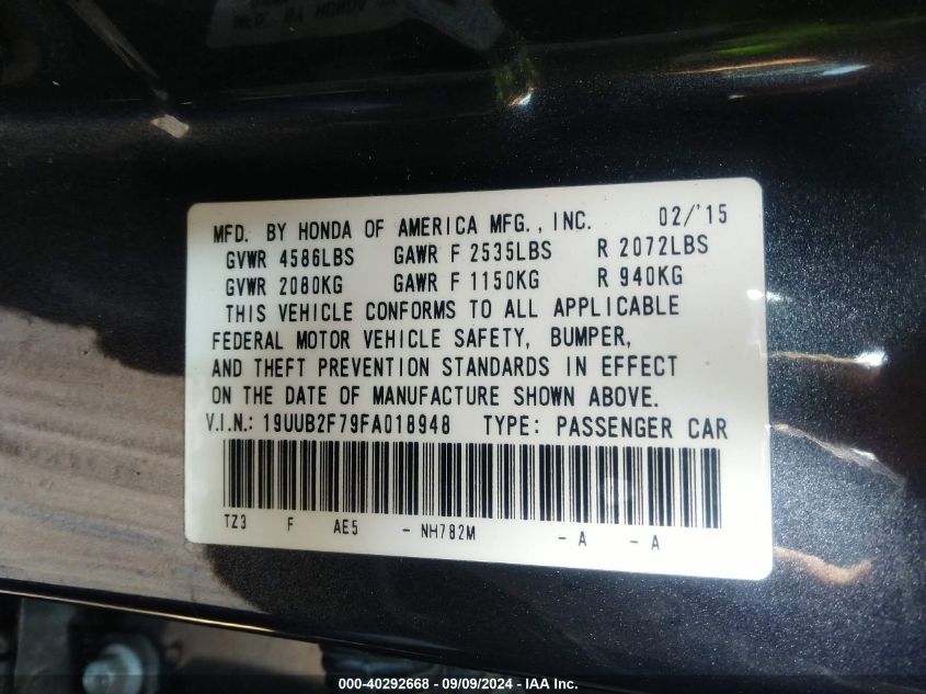 19UUB2F79FA018948 2015 Acura Tlx V6 Advance