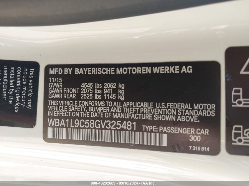 WBA1L9C58GV325481 2016 BMW 228 Xi Sulev