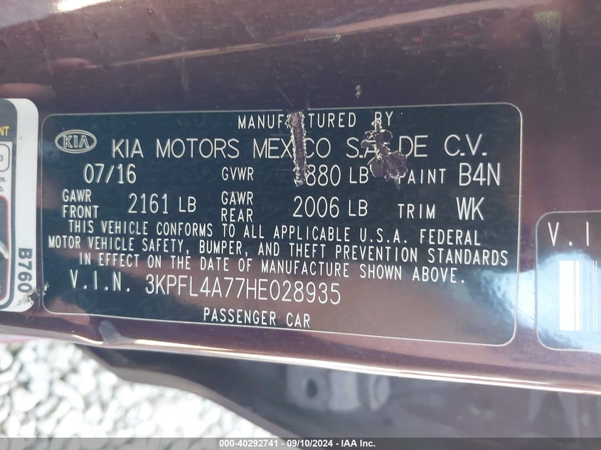 2017 KIA FORTE LX - 3KPFL4A77HE028935