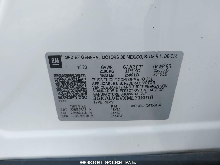 3GKALVEVXML318010 2021 GMC Terrain Awd Slt