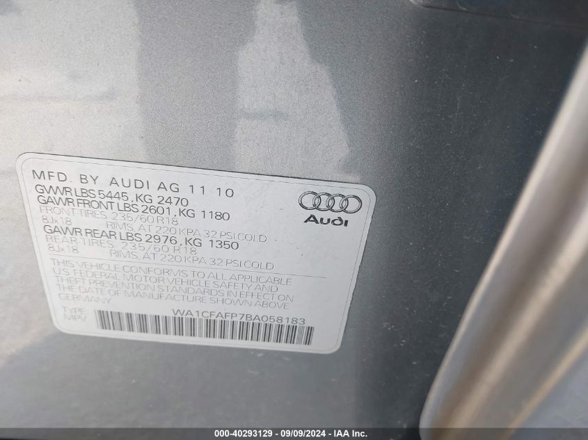 WA1CFAFP7BA058183 2011 Audi Q5 2.0T Premium