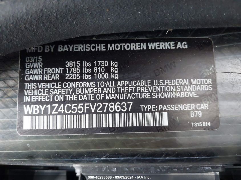 WBY1Z4C55FV278637 2015 BMW I3 Base W/Range Extender