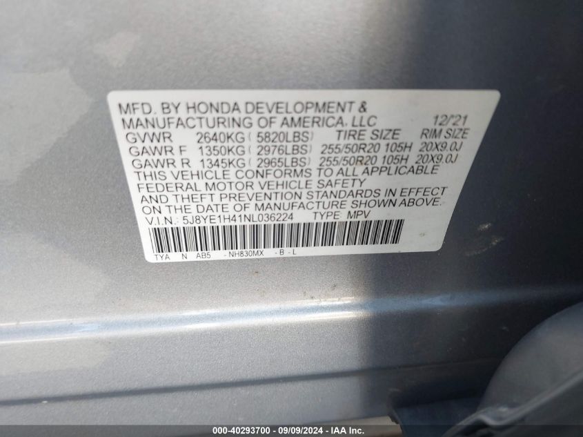 5J8YE1H41NL036224 2022 Acura Mdx Technology Package