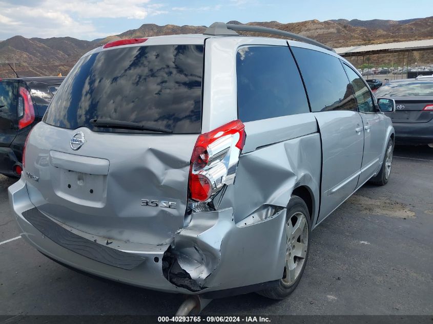 2006 Nissan Quest 3.5 Se VIN: 5N1BV28U86N106989 Lot: 40293765