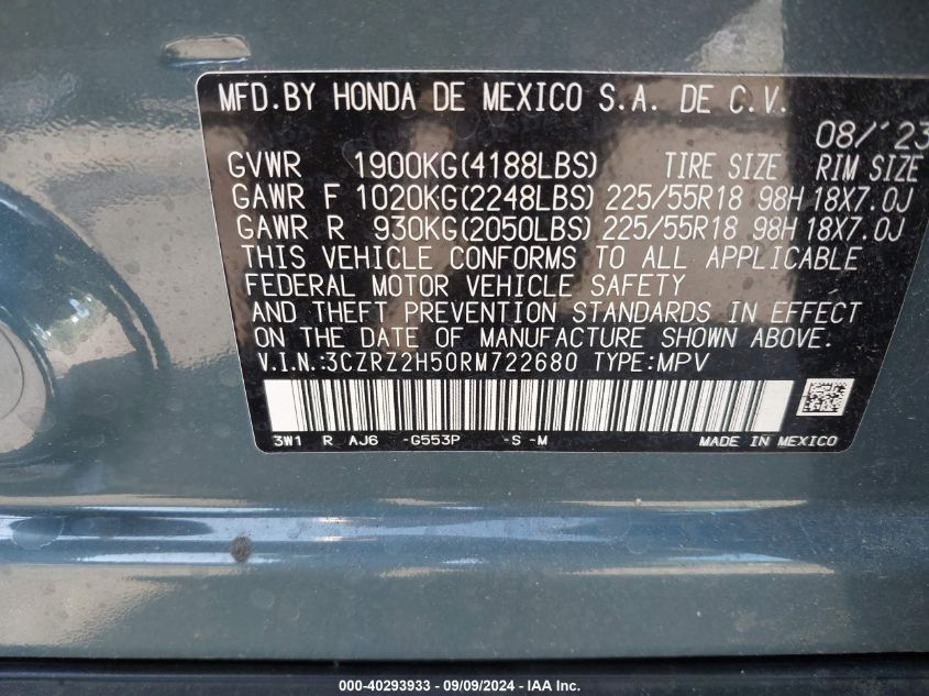 3CZRZ2H50RM722680 2024 Honda Hr-V