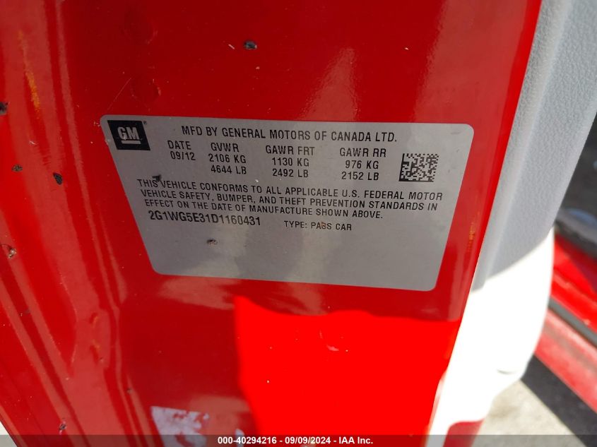 2G1WG5E31D1160431 2013 Chevrolet Impala Lt