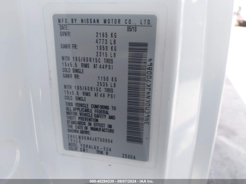 2018 NISSAN NV200 SV - 3N6CM0KN4JK700864