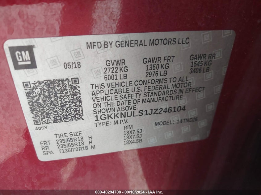 2018 GMC ACADIA SLT-1 - 1GKKNULS1JZ246104