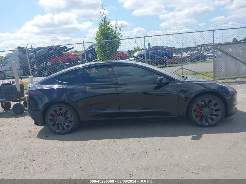 2022 Tesla Model 3 Performance Dual Motor All-Wheel Drive VIN: 5YJ3E1EC4NF258523 Lot: 40296360