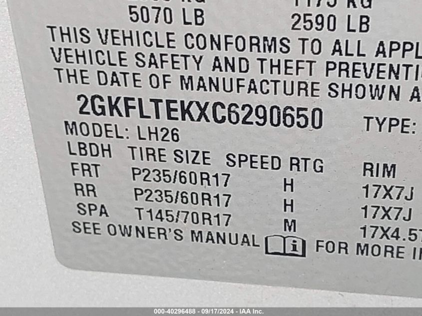 2GKFLTEKXC6290650 2012 GMC Terrain Sle-2