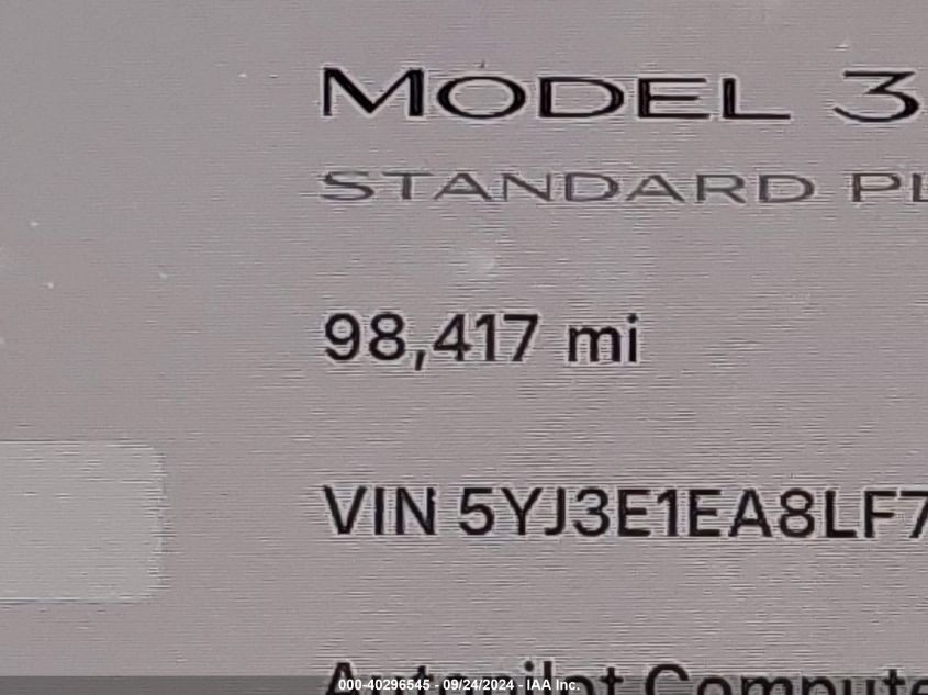 2020 Tesla Model 3 Standard Range Plus Rear-Wheel Drive/Standard Range Rear-Wheel Drive VIN: 5YJ3E1EA8LF745493 Lot: 40296545