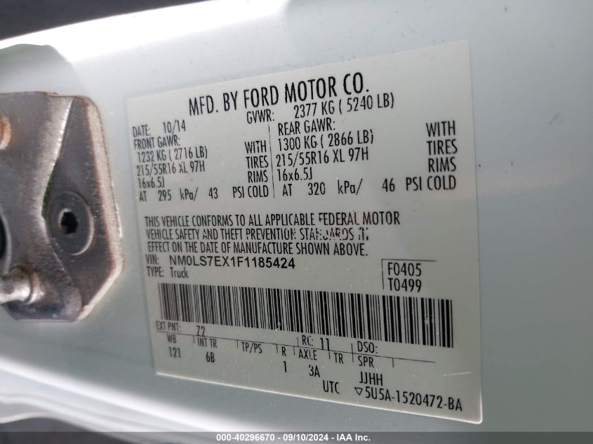 NM0LS7EX1F1185424 2015 Ford Transit Connect Xl