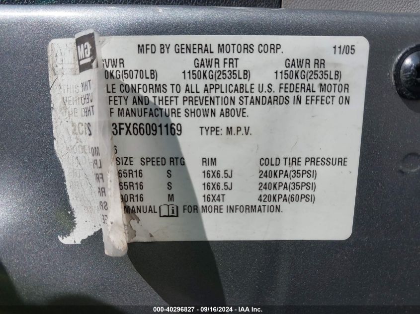 2CNDL63FX66091169 2006 Chevrolet Equinox Lt